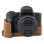 Base d'étui demi-boîtier en cuir PU avec filetage 1/4 pouce pour Canon EOS M50 / M50 Mark II, pour Canon EOS M50