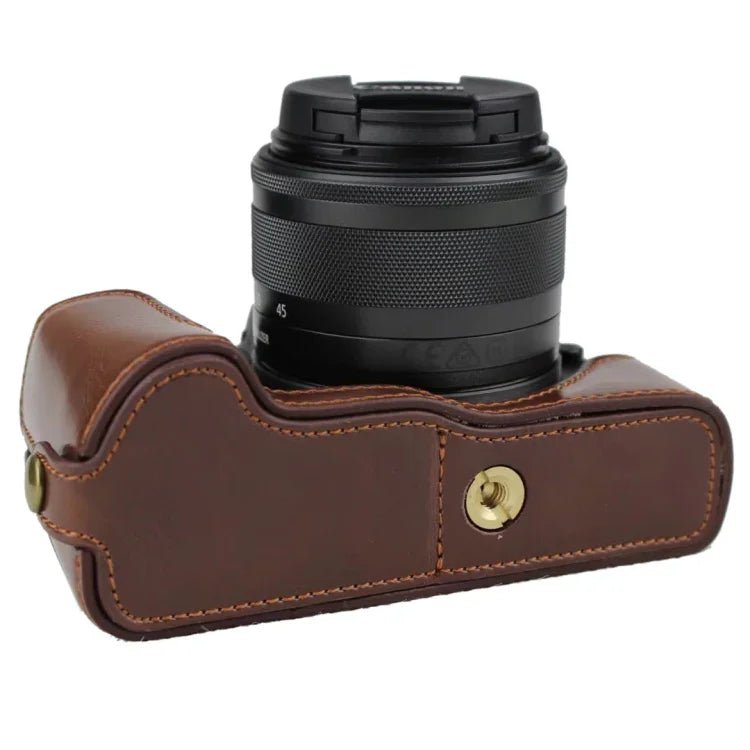 Base d'étui demi-boîtier en cuir PU avec filetage 1/4 pouce pour Canon EOS M50 / M50 Mark II, pour Canon EOS M50