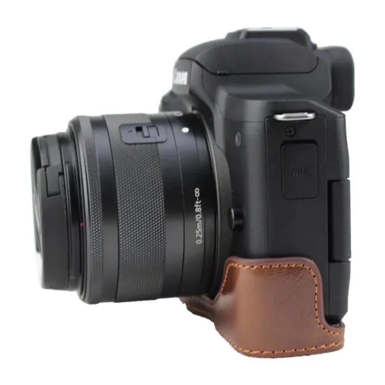 Base d'étui demi-boîtier en cuir PU avec filetage 1/4 pouce pour Canon EOS M50 / M50 Mark II, pour Canon EOS M50