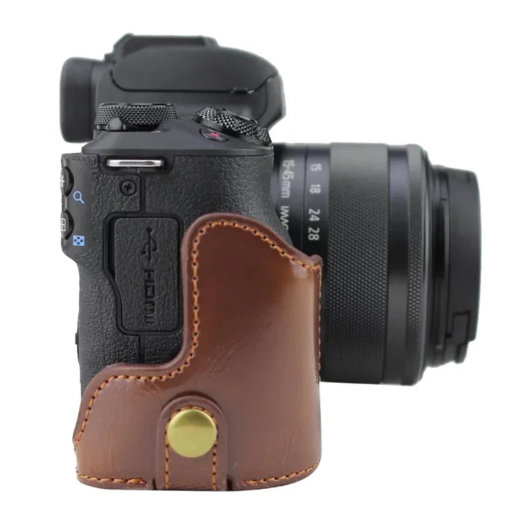 Base d'étui demi-boîtier en cuir PU avec filetage 1/4 pouce pour Canon EOS M50 / M50 Mark II, pour Canon EOS M50