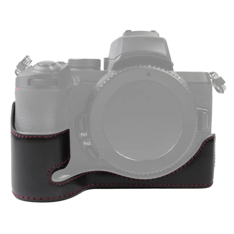Base d'étui demi-boîtier en cuir PU avec filetage 1/4 pouce pour Nikon Z50