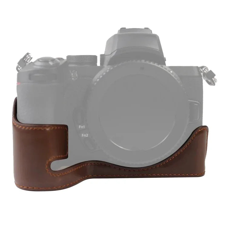 Base d'étui demi-boîtier en cuir PU avec filetage 1/4 pouce pour Nikon Z50