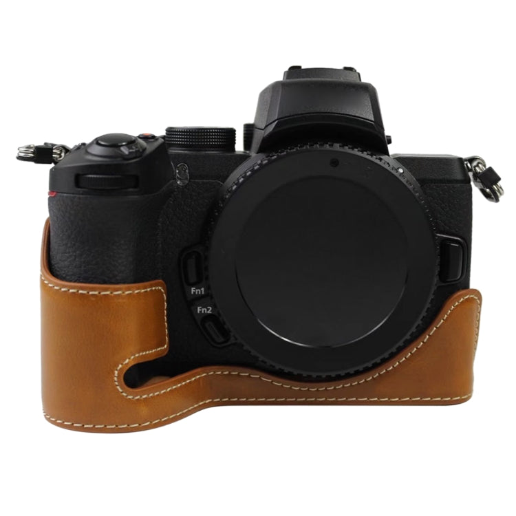 Base d'étui demi-boîtier en cuir PU avec filetage 1/4 pouce pour Nikon Z50