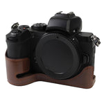 Base d'étui demi-boîtier en cuir PU avec filetage 1/4 pouce pour Nikon Z50