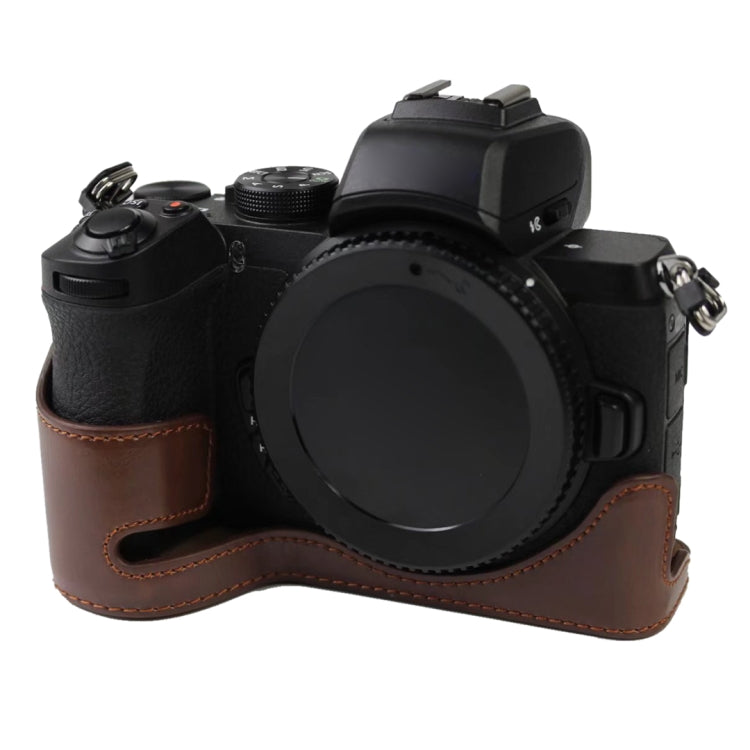 Base d'étui demi-boîtier en cuir PU avec filetage 1/4 pouce pour Nikon Z50