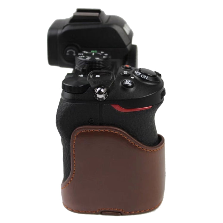 Base d'étui demi-boîtier en cuir PU avec filetage 1/4 pouce pour Nikon Z50