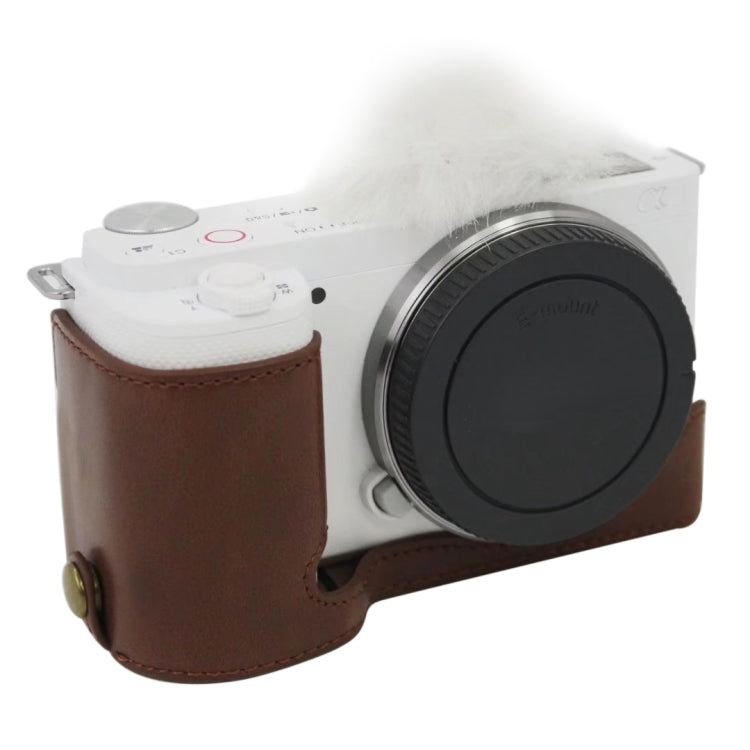 Base demi-étui en cuir PU avec filetage 1/4 pouce pour appareil photo Sony ZV-E10 / ZV-E10L, pour Sony ZV-E10