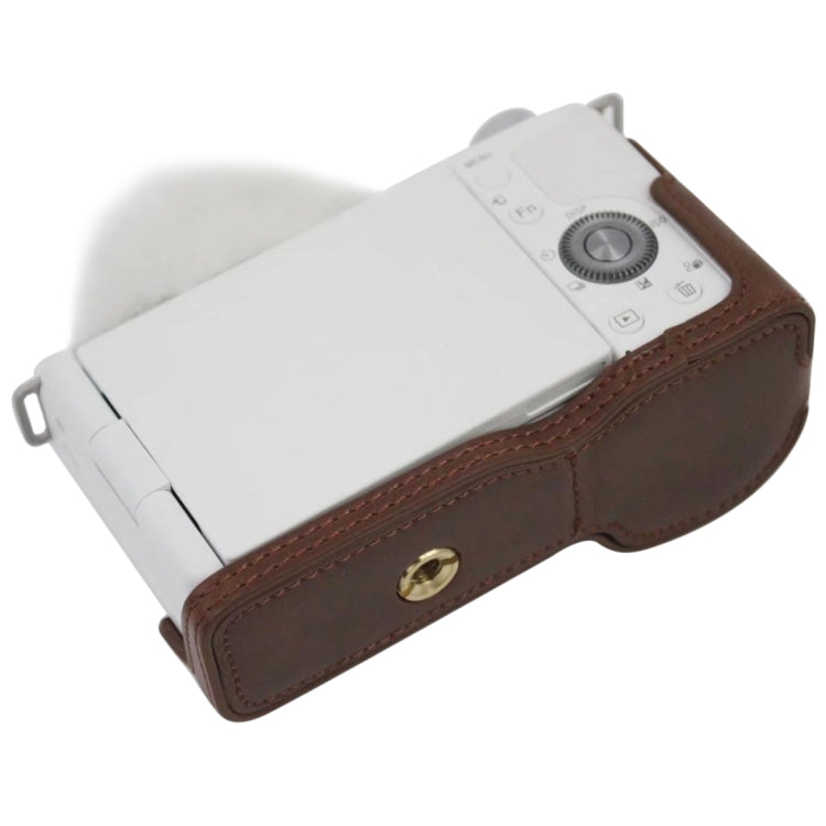 Base demi-étui en cuir PU avec filetage 1/4 pouce pour appareil photo Sony ZV-E10 / ZV-E10L, pour Sony ZV-E10