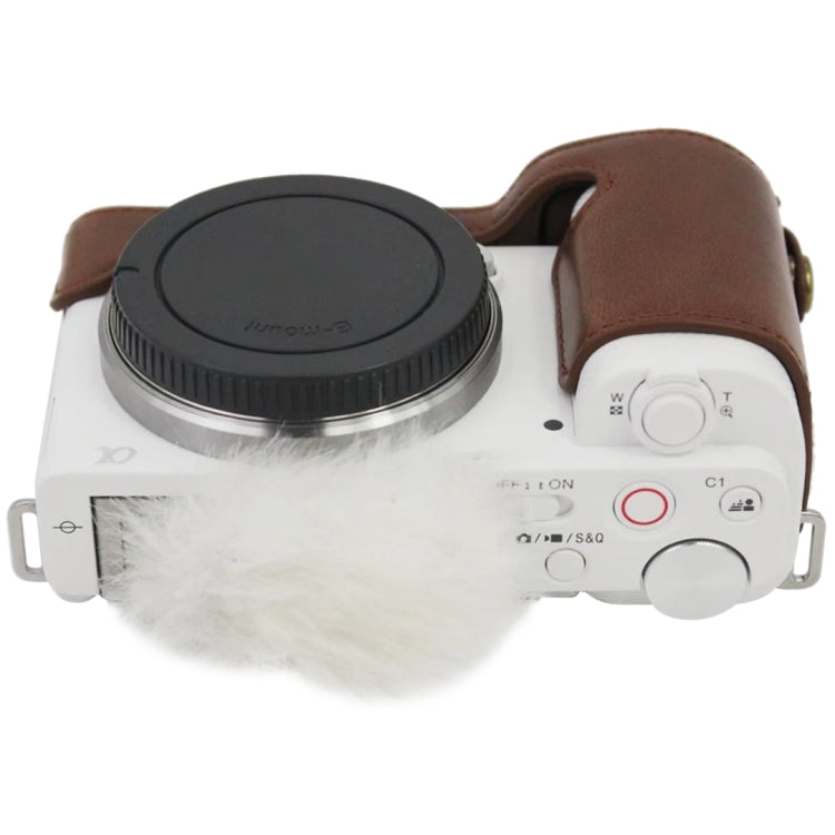 Base demi-étui en cuir PU avec filetage 1/4 pouce pour appareil photo Sony ZV-E10 / ZV-E10L, pour Sony ZV-E10