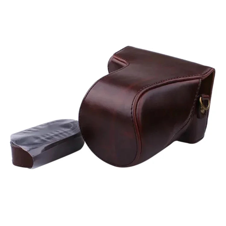 Étui intégral en cuir PU avec bandoulière pour appareil photo Canon EOS M200 (objectif 15-55 mm)