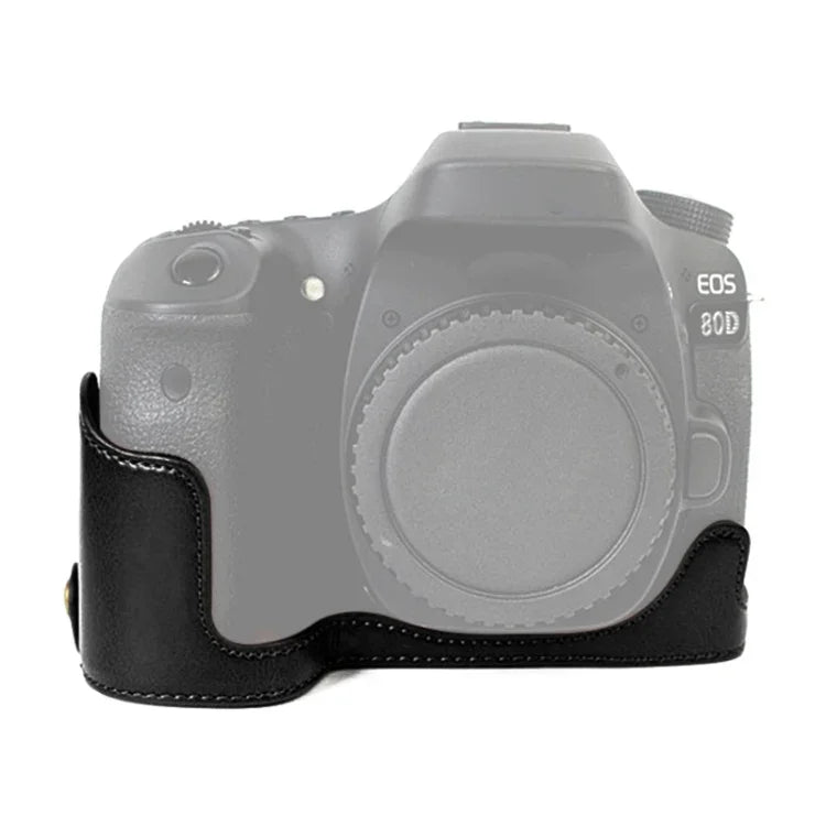 Base d'étui demi-dos en cuir PU avec filetage 1/4 pouce pour Canon EOS 80D/70D, pour Canon EOS 80D
