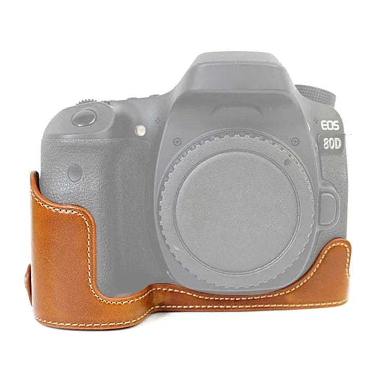 Base d'étui demi-dos en cuir PU avec filetage 1/4 pouce pour Canon EOS 80D/70D, pour Canon EOS 80D