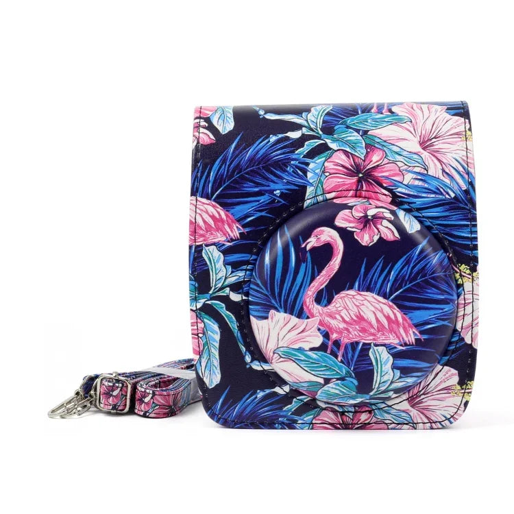 Étui de protection en cuir PU à motif flamant rose pour appareil photo FUJIFILM Instax Mini90, Flamant rose
