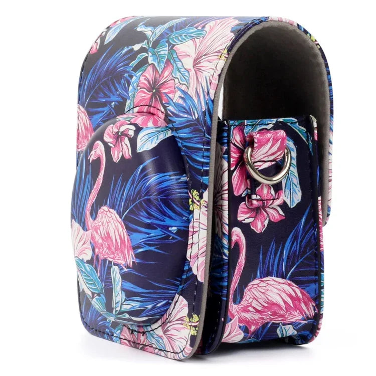 Étui de protection en cuir PU à motif flamant rose pour appareil photo FUJIFILM Instax Mini90, Flamant rose