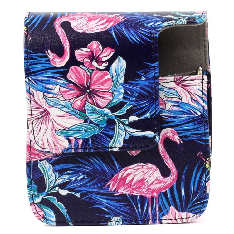 Étui de protection en cuir PU à motif flamant rose pour appareil photo FUJIFILM Instax Mini90, Flamant rose