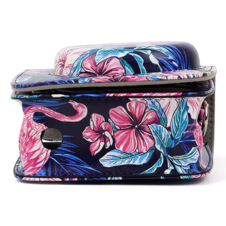 Étui de protection en cuir PU à motif flamant rose pour appareil photo FUJIFILM Instax Mini90, Flamant rose