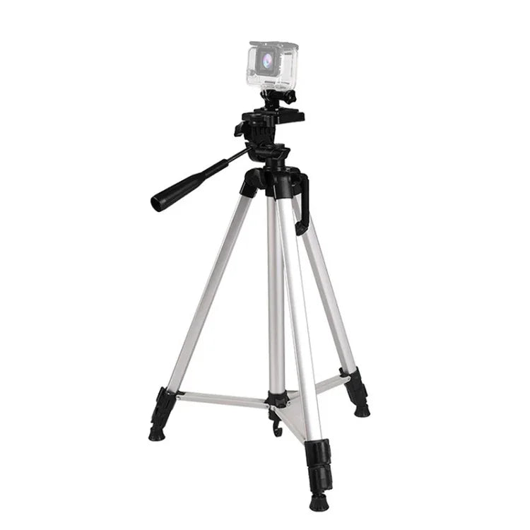 Trépied de diffusion en direct à 3 sections pliables, en alliage d'aluminium, avec rotule tridimensionnelle en forme de U et pince pour téléphone, compatible avec les reflex numériques et appareils photo numériques. Hauteur réglable : 47,5 à 133 cm. 330 A