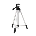 Trépied de diffusion en direct à 3 sections pliables, en alliage d'aluminium, avec rotule tridimensionnelle en forme de U et pince pour téléphone, compatible avec les reflex numériques et appareils photo numériques. Hauteur réglable : 47,5 à 133 cm. 330 A