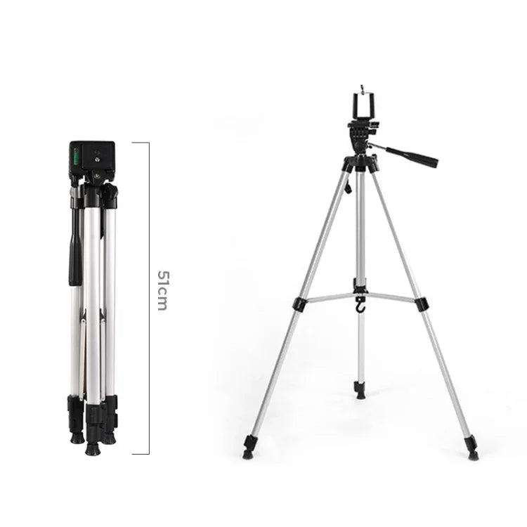 Trépied de diffusion en direct à 3 sections pliables, en alliage d'aluminium, avec rotule tridimensionnelle en forme de U et pince pour téléphone, compatible avec les reflex numériques et appareils photo numériques. Hauteur réglable : 47,5 à 133 cm. 330 A