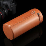Étui extra large pour objectif reflex numérique, pochette zippée en cuir PU, dimensions : 24,5 × 10,5 × 10,5 cm, coloris : marron, café et noir.