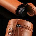 Étui extra large pour objectif reflex numérique, pochette zippée en cuir PU, dimensions : 24,5 × 10,5 × 10,5 cm, coloris : marron, café et noir.