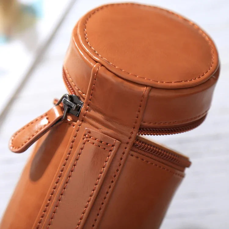 Étui à objectif zippé en cuir PU pour objectif d'appareil photo reflex numérique, dimensions : 11 x 8 x 8 cm, 11 x 8 cm (marron), 11 x 8 cm (café), 11 x 8 cm (noir)