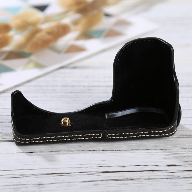 Demi-étui en cuir PU avec filetage 1/4 pouce pour appareil photo Sony ILCE-5100 / A5100, pour Sony A5100
