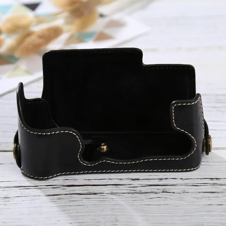 Étui demi-dos en cuir PU avec filetage 1/4 pouce pour appareil photo FUJIFILM X-E3