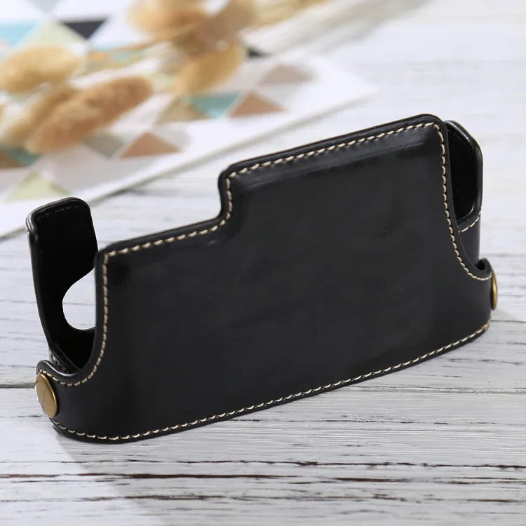 Étui demi-dos en cuir PU avec filetage 1/4 pouce pour appareil photo FUJIFILM X-E3