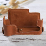 Étui demi-dos en cuir PU avec filetage 1/4 pouce pour appareil photo FUJIFILM X-E3