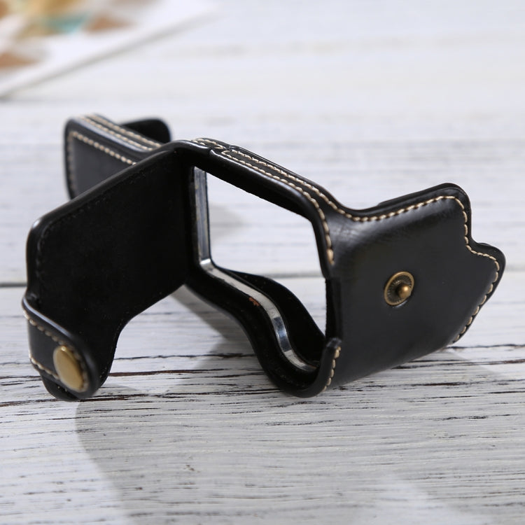 Étui demi-boîtier en cuir PU avec filetage 1/4 pouce pour Canon EOS M3