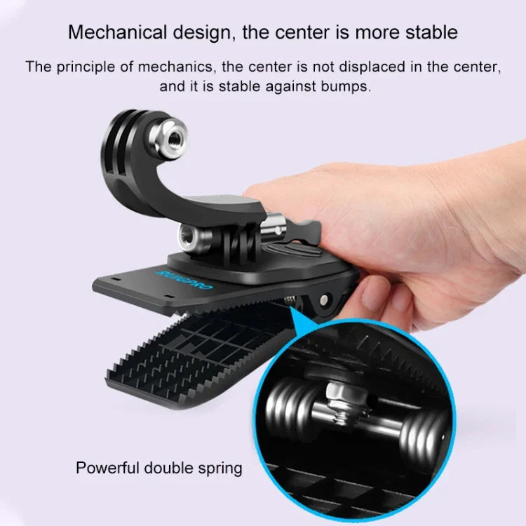 Support de fixation RUIGPRO en forme de J avec vis, rotation à 360°, pour sac à dos, compatible avec GoPro HERO9 Black / HERO8 Black / HERO7 / 6 / 5, DJI Osmo Action, Xiaoyi et autres caméras d'action.