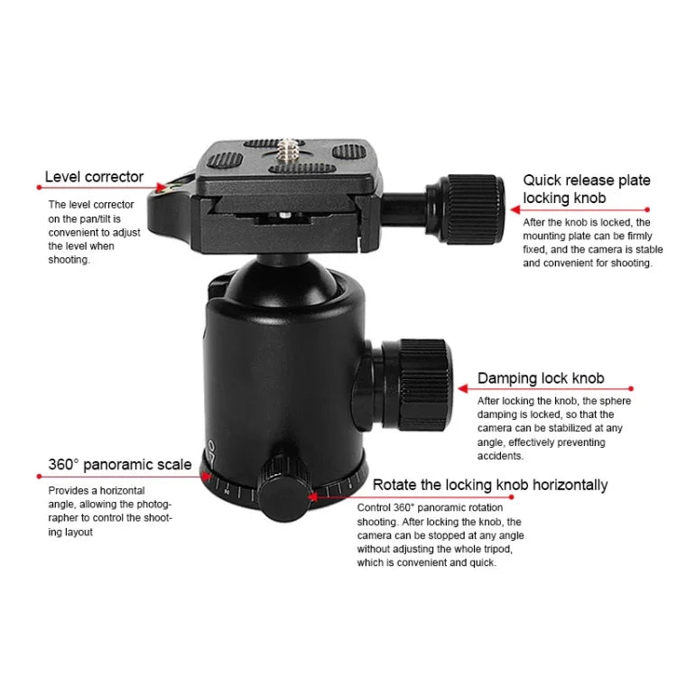 Trépied portable réglable TRIOPO T226 en alliage d'aluminium avec rotule D-0 pour appareil photo reflex, T226