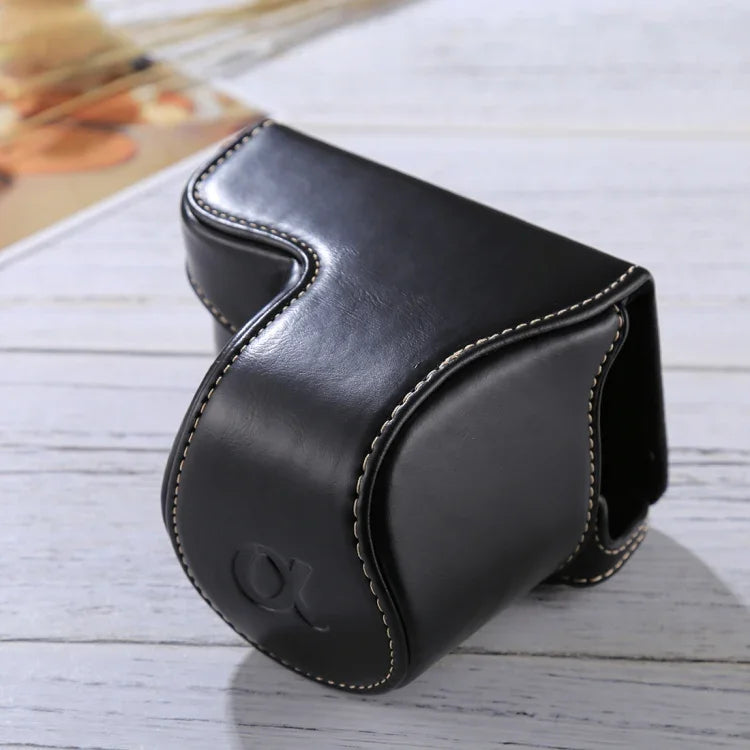 Étui intégral en cuir PU avec bandoulière pour appareil photo Sony A5100 / A5000 / NEX-3N (objectif 16-50 mm / 40,5 mm), pour Sony A5000, pour A5100