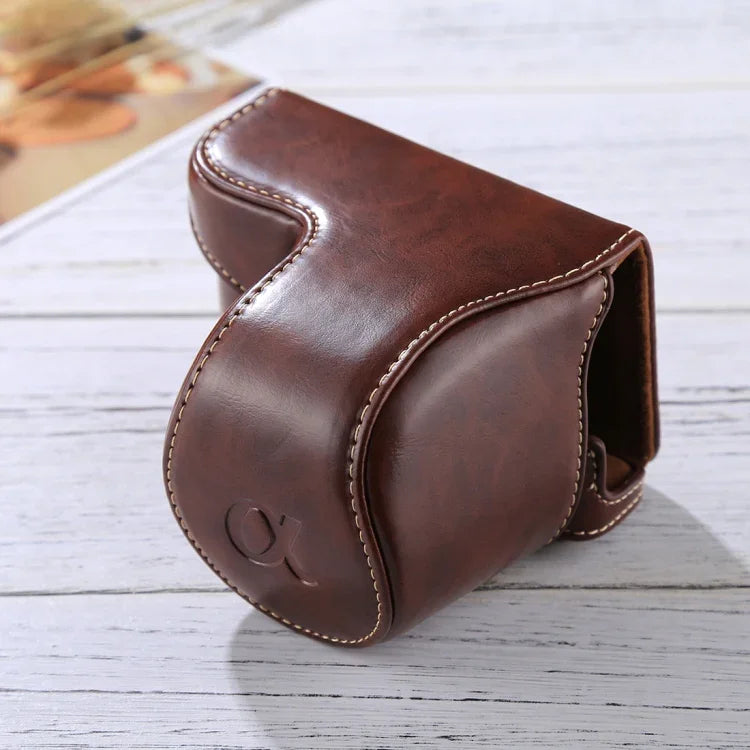 Étui intégral en cuir PU avec bandoulière pour appareil photo Sony A5100 / A5000 / NEX-3N (objectif 16-50 mm / 40,5 mm), pour Sony A5000, pour A5100