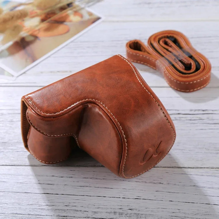 Étui intégral en cuir PU avec bandoulière pour appareil photo Sony A5100 / A5000 / NEX-3N (objectif 16-50 mm / 40,5 mm), pour Sony A5000, pour A5100