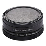 Objectif macro JSR 58 mm 16x + filtre rouge pour plongée avec cache-objectif + bague d'adaptation pour filtre + cordon + chiffon de nettoyage pour caisson étanche GoPro HERO6/5.