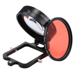 Objectif macro JSR 58 mm 16x + filtre rouge pour plongée avec cache-objectif + bague d'adaptation pour filtre + cordon + chiffon de nettoyage pour caisson étanche GoPro HERO6/5.