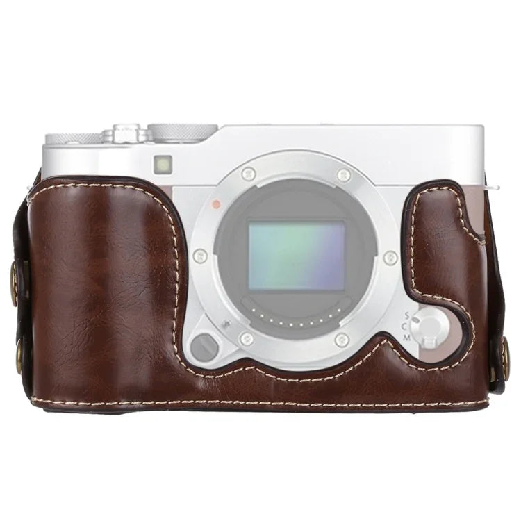Étui demi-dos en cuir PU avec filetage 1/4 pouce pour appareil photo FUJIFILM X-A3 / X-A10, pour FUJIFILM XA3