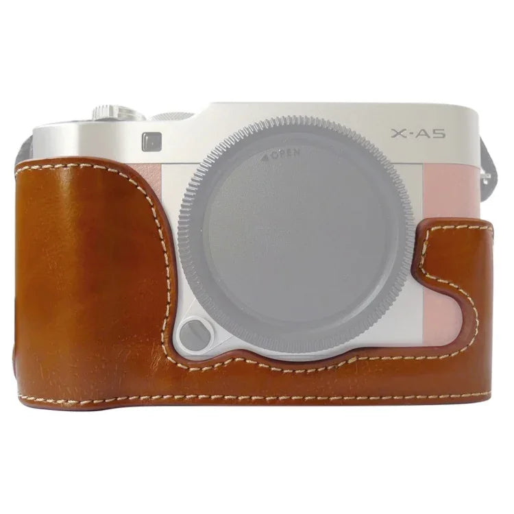 Étui demi-boîtier en cuir PU avec filetage 1/4 pouce pour FUJIFILM X-A5 / X-A20, pour FUJIFILM XA5