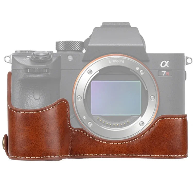 Base d'étui demi-caméra en cuir PU avec filetage 1/4 pouce pour Sony ILCE-A9 / A9 / A7RIII, pour Sony A9