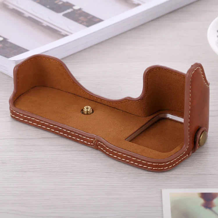 Base d'étui demi-caméra en cuir PU avec filetage 1/4 pouce pour Sony ILCE-A9 / A9 / A7RIII, pour Sony A9