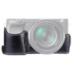 Base d'étui demi-corps en cuir PU avec filetage 1/4 pouce pour appareil photo Sony A6400 / ILCE-A6400, pour Sony A6400