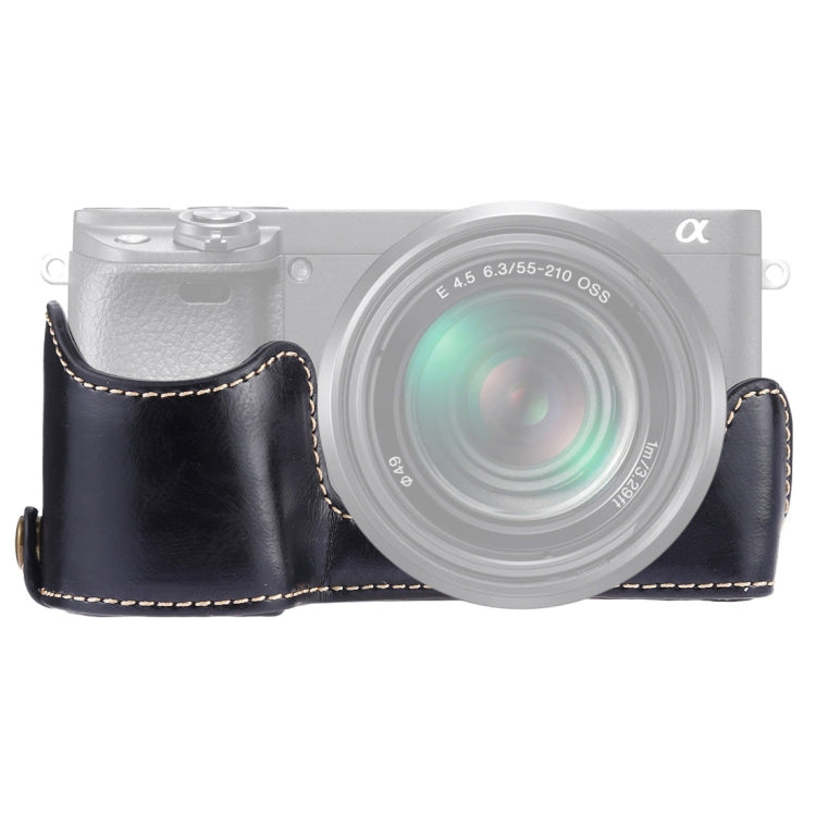 Base d'étui demi-corps en cuir PU avec filetage 1/4 pouce pour appareil photo Sony A6400 / ILCE-A6400, pour Sony A6400