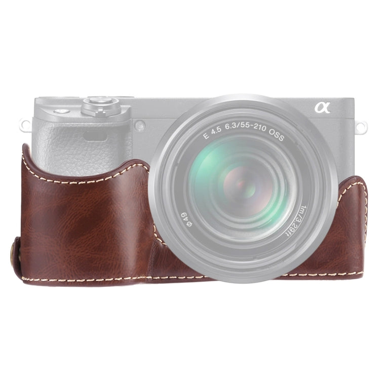 Base d'étui demi-corps en cuir PU avec filetage 1/4 pouce pour appareil photo Sony A6400 / ILCE-A6400, pour Sony A6400