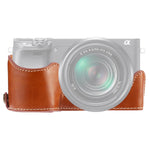 Base d'étui demi-corps en cuir PU avec filetage 1/4 pouce pour appareil photo Sony A6400 / ILCE-A6400, pour Sony A6400