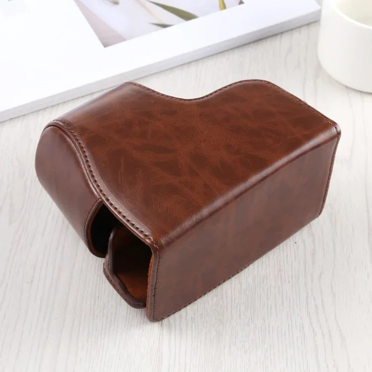 Étui intégral en cuir PU avec bandoulière pour appareil photo Sony A6400 / ILCE-A6400