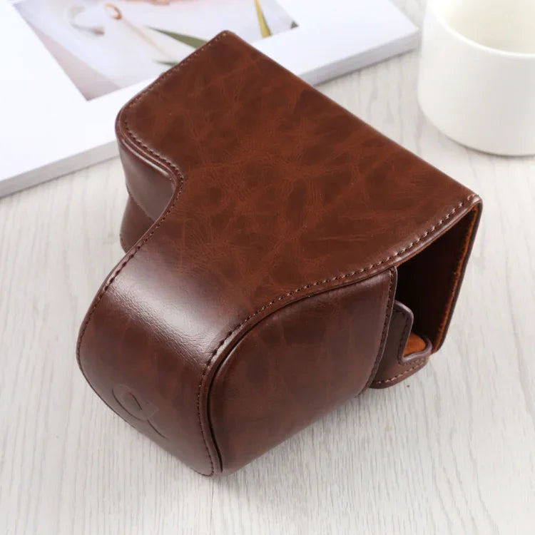 Étui intégral en cuir PU avec bandoulière pour appareil photo Sony A6400 / ILCE-A6400