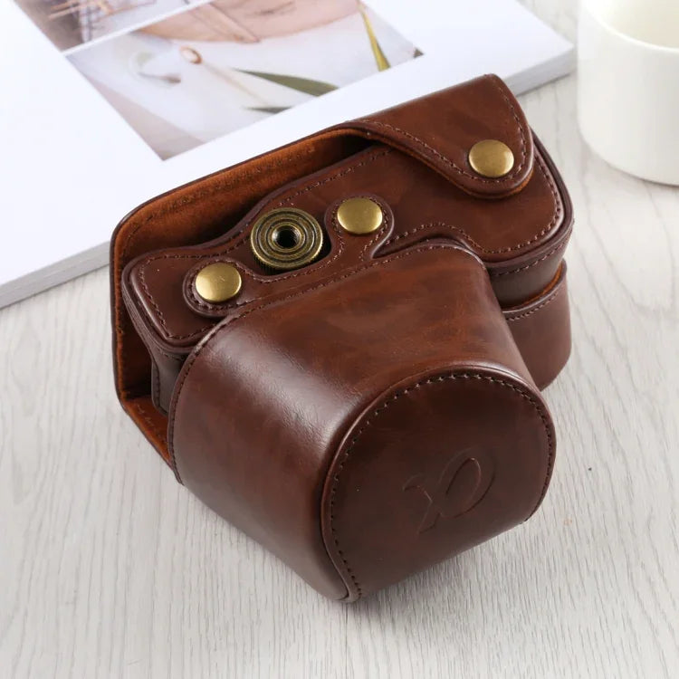 Étui intégral en cuir PU avec bandoulière pour appareil photo Sony A6400 / ILCE-A6400