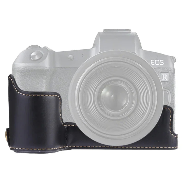 Base d'étui demi-boîtier en cuir PU avec filetage 1/4 pouce pour appareil photo Canon EOS R, pour Canon R